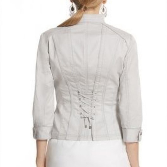 WHBM Fitted Twill Lace Up Detail Jacket in "Feather" - Picture 7 of 7